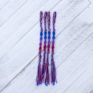 Small 6.5" Tabernacle Colors Tzitzit, Mishkan Red, Blue, Purple Tzitzits